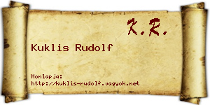 Kuklis Rudolf névjegykártya